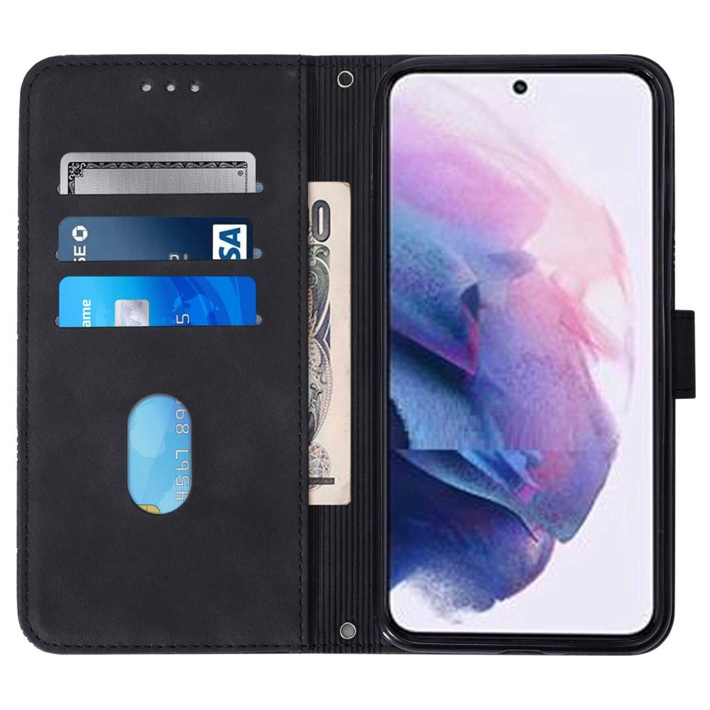 Samsung Galaxy S23 5G Necklace Leder Tasche Flip Cover Geometrisches Imprint Muster - Schwarz