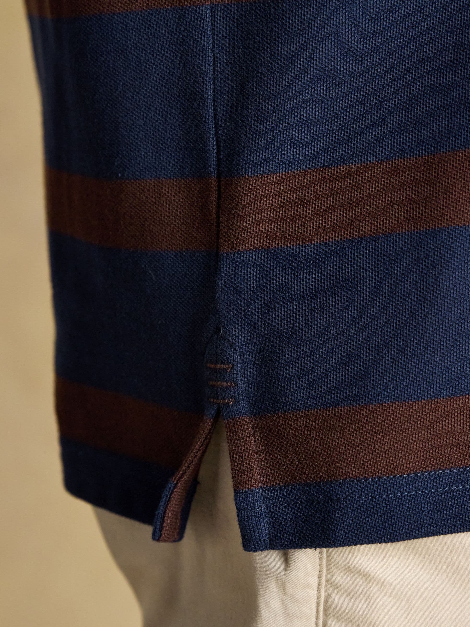 Bruin en navy - Joules Woody pigué poloshirt van katoen