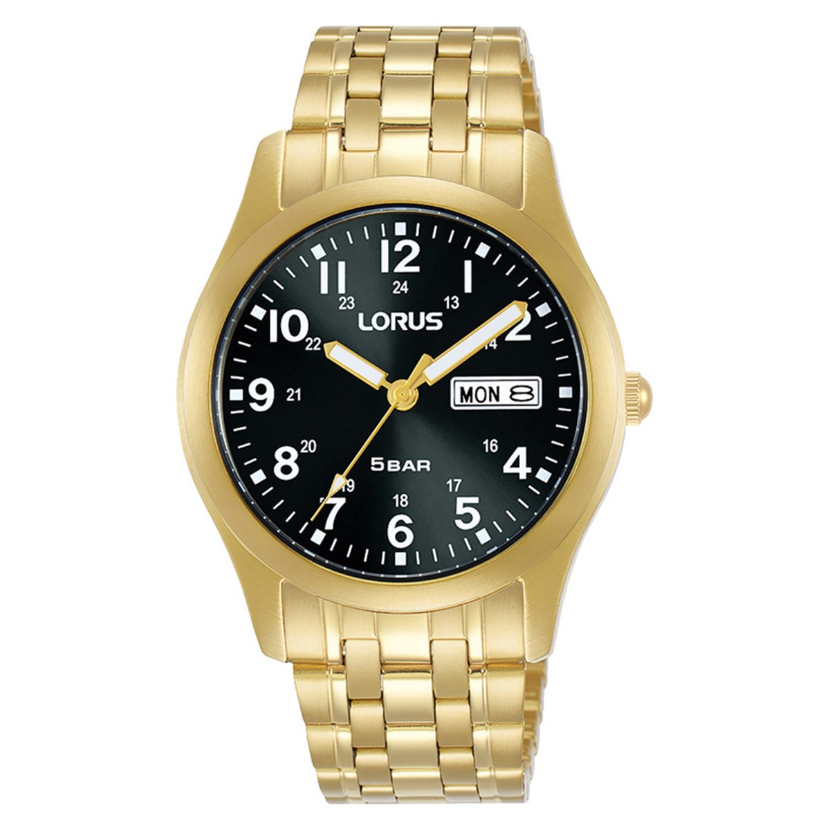 Montre Lorus acier doré cadran noir date