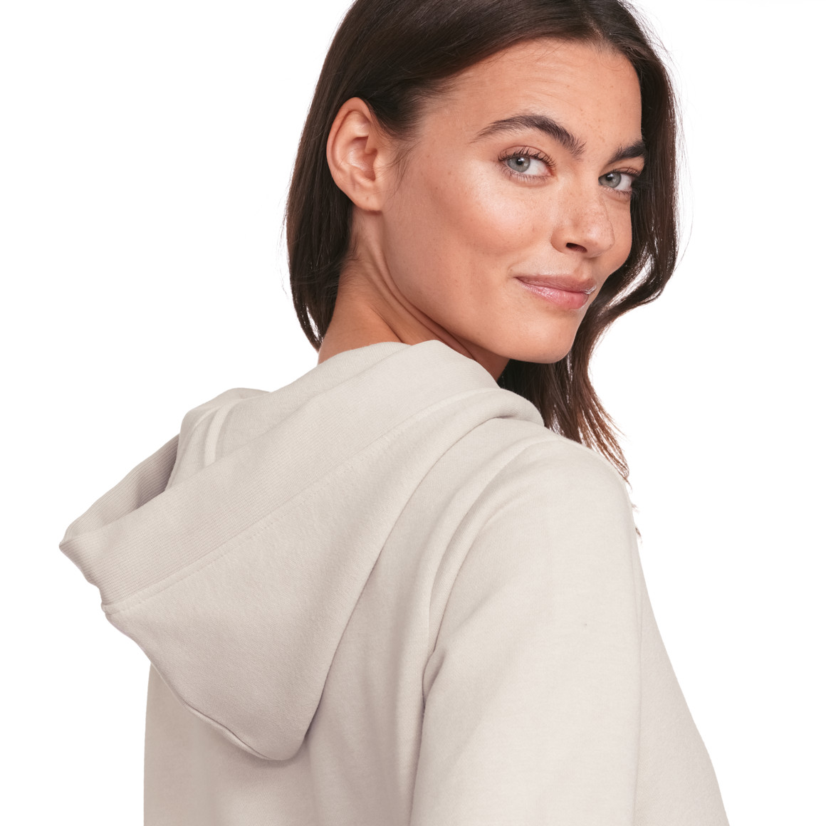 Gina Damen Sweatkleid mit Kapuze creme