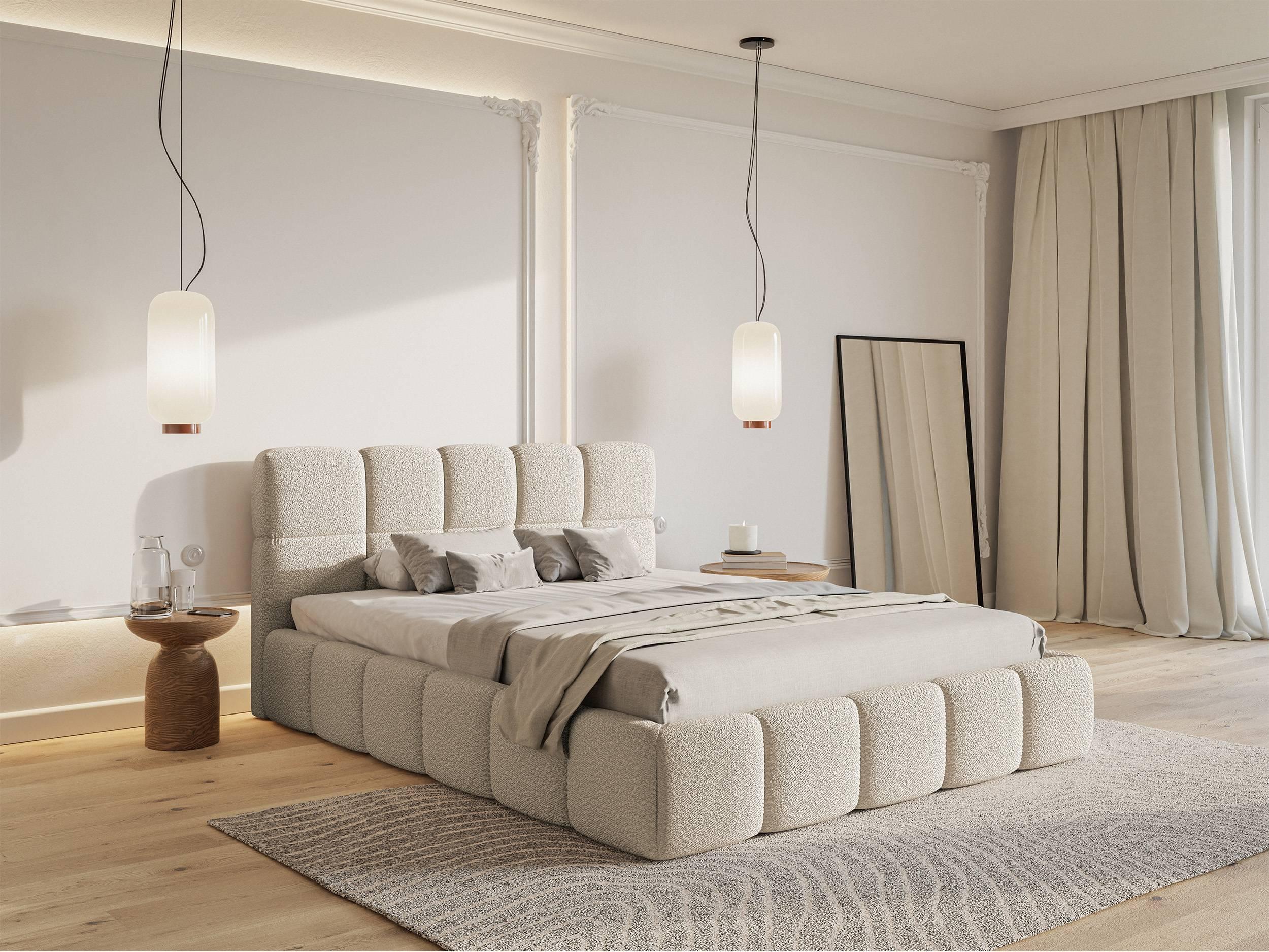 NADUVI Collection Bedframe Chloe bouclé 160 x 200 cm