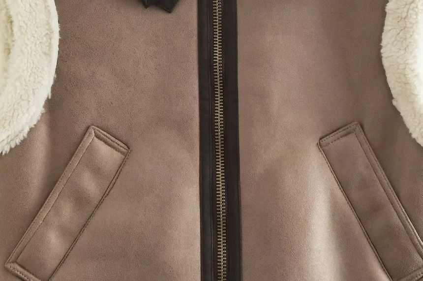 Avauntgardo - Vest met rits en contrasterende imitatiebont
