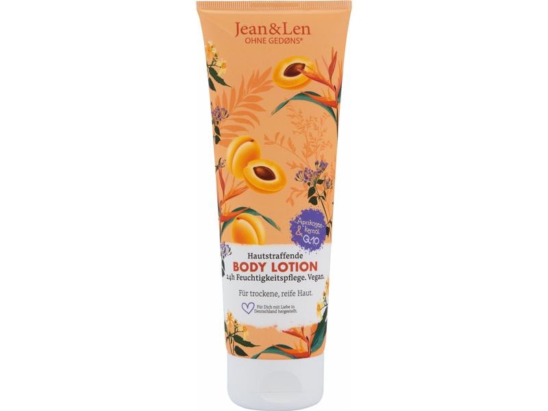 Jean & Len Body Lotion Aprikosenkernöl Q10 250 ml Natürliche und straffende Körperpflege mit Q10