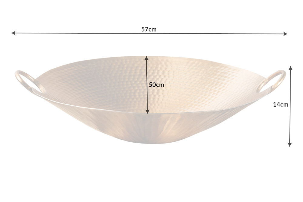 Handgearbeitete Deko Schale ORIENT 55cm gold Metall Hammerschlag Design