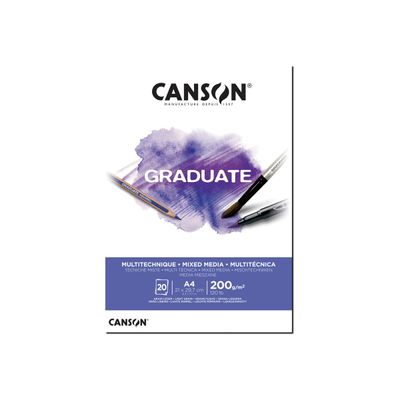 Canson Graduate Mixed Media - Bloc dessin - 20 feuilles - A4 - 200 gr