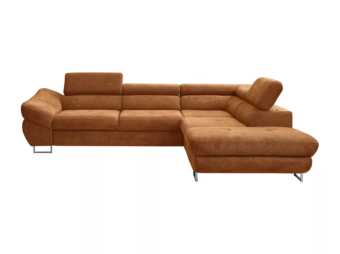 Canapé d'angle droit convertible en tissu texturé terracotta DALIAS