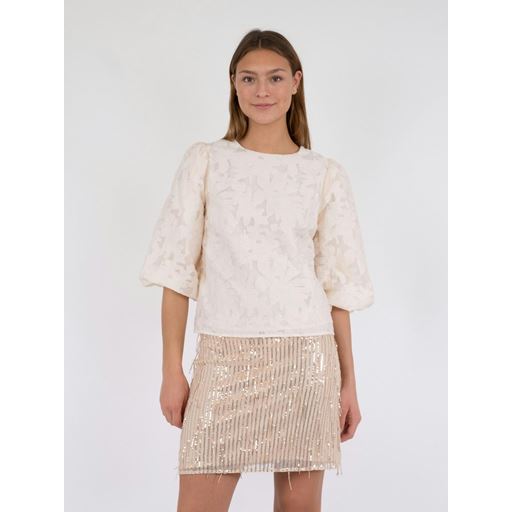 Neo Noir Lorraine Brocade Bluse, Ivory, 40
