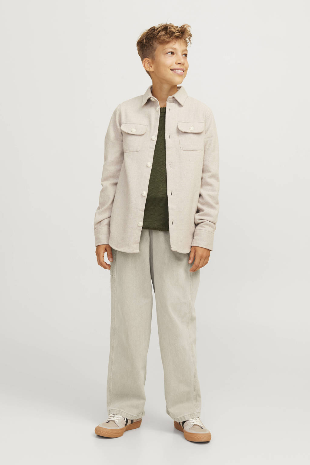 JACK & JONES loose fit jeans JJIALEX JJCARPENTER beige