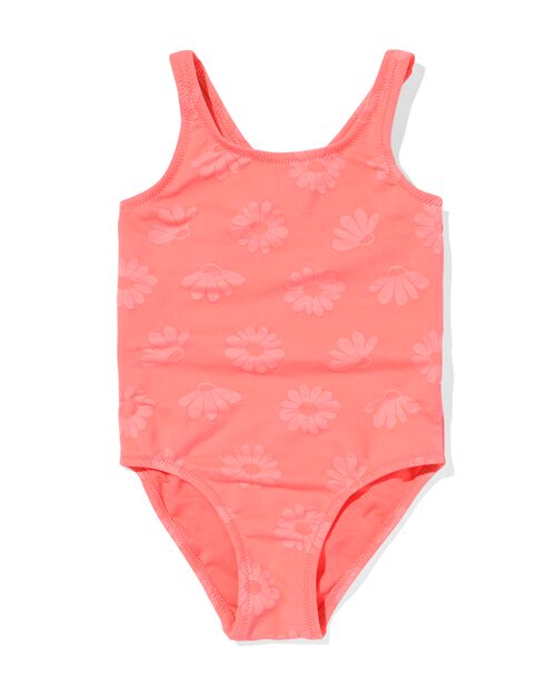maillot de bain enfant avec jacquard fleurs corail