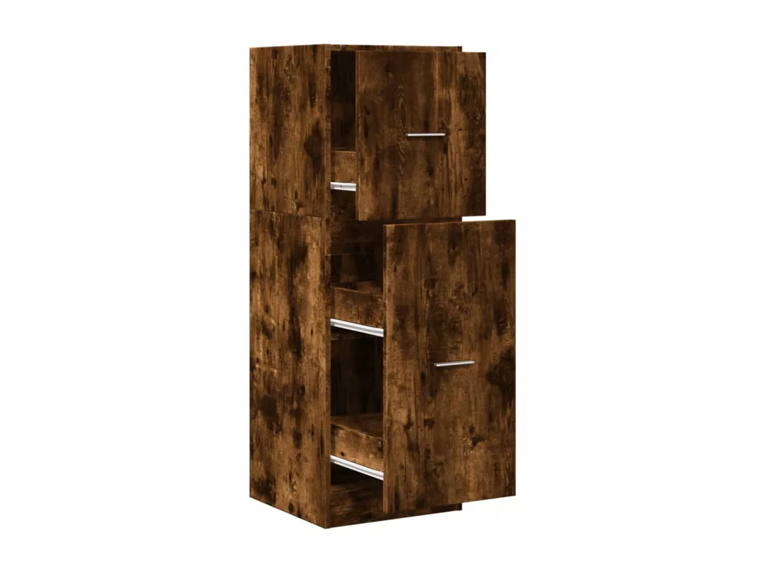 Armoire d'apothicaire chêne fumé 40x41x118 cm bois d'ingénierie