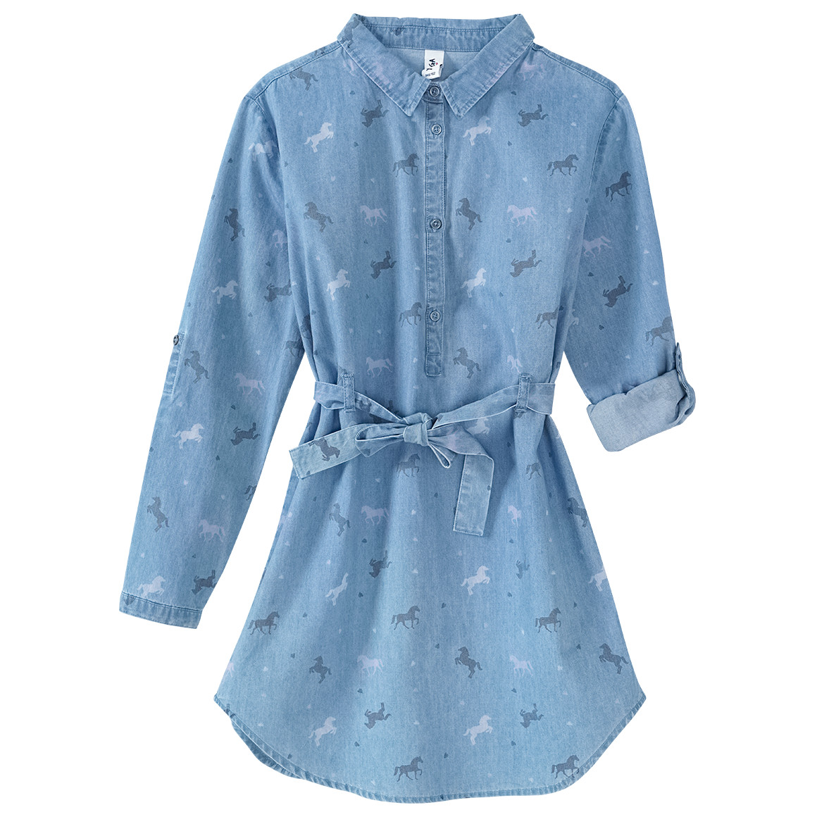 Yigga Mädchen Kleid mit Pferde-Allover hellblau