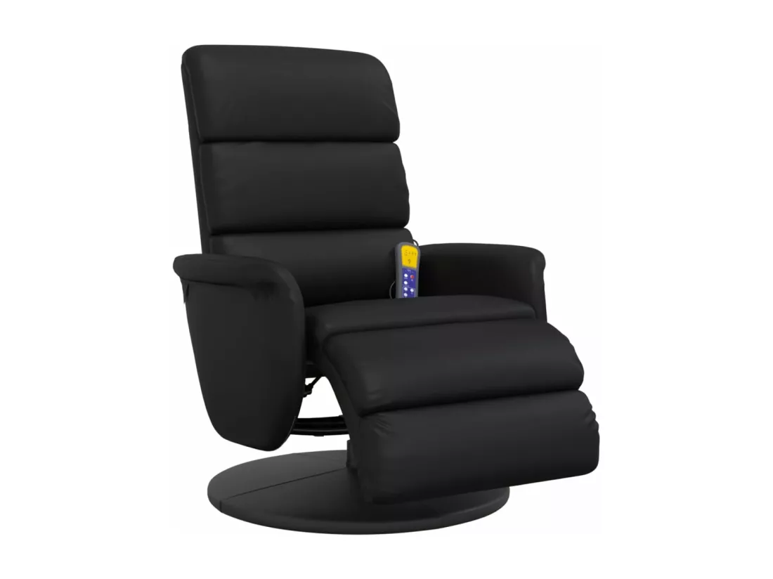 Fauteuil inclinable massant repose-pieds noir similicuir
