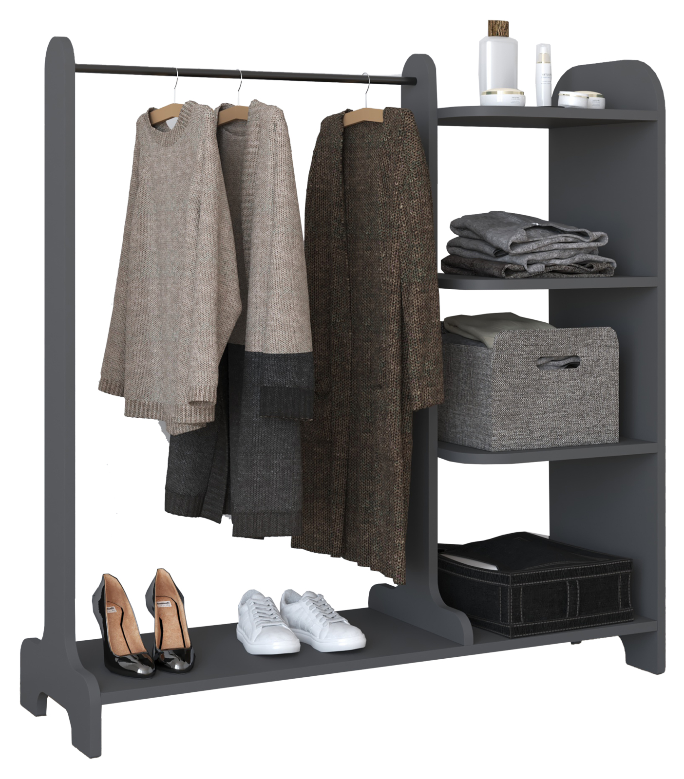 Garderobe LEMPU - anthrazit - 3 offene Fächer