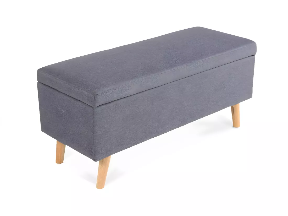 Banquette coffre de style scandinave Eline tissu gris foncé