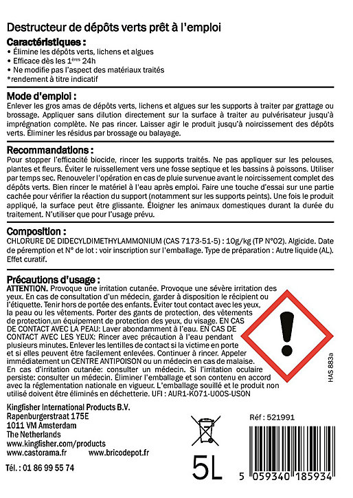 Destructeur de dépôts verts Diall 5L