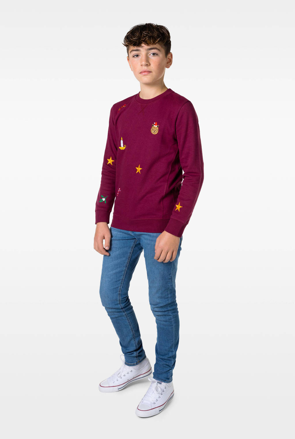 OppoSuits sweater X-Mas Icons met all over print bordeaux