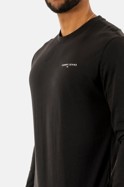 Tee shirt manches longues tommy jeans slim linear bds black