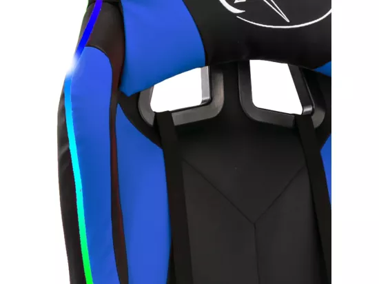 Fauteuil de jeux vidéo avec LED RVB Bleu et noir Similicuir