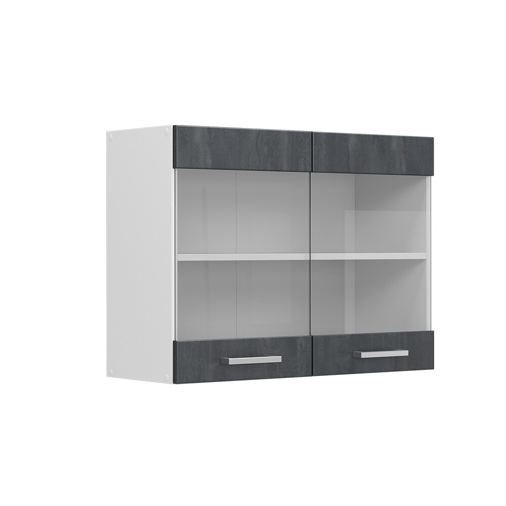 Vicco Hängeglasschrank R-Line Schwarz Beton Weiß 80 cm