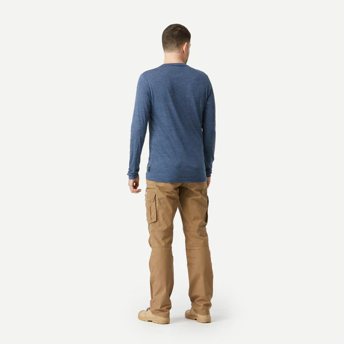 Decathlon Forclaz - Camisa de manga comprida Forclaz Travel masculina em lã merino 500