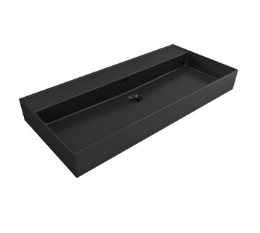Plieger Kansas wastafel zonder kraangaten met overloop 100x46.6cm mat zwart