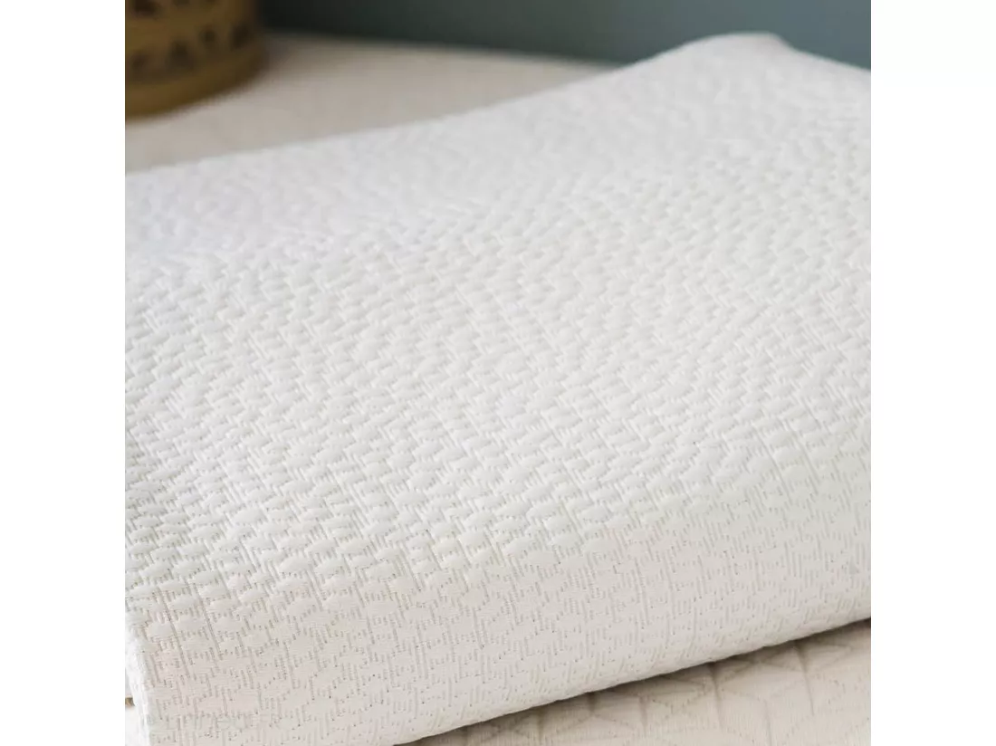 Dessus de lit Jacquard 230x250 cm CAMARGUE coton et polyester blanc