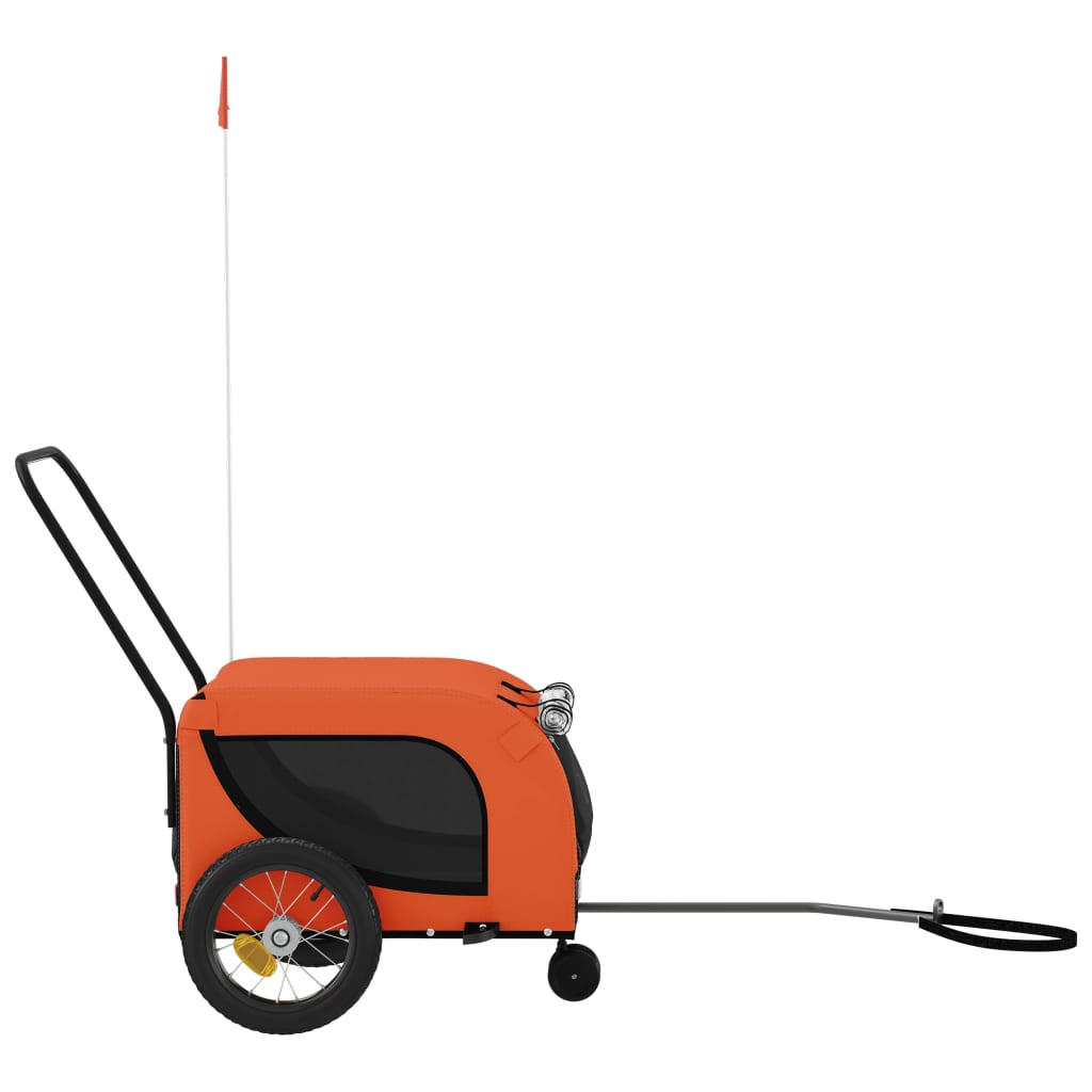 vidaXL Pet Bike Trailer Iron Oxford Cloth Orange Black