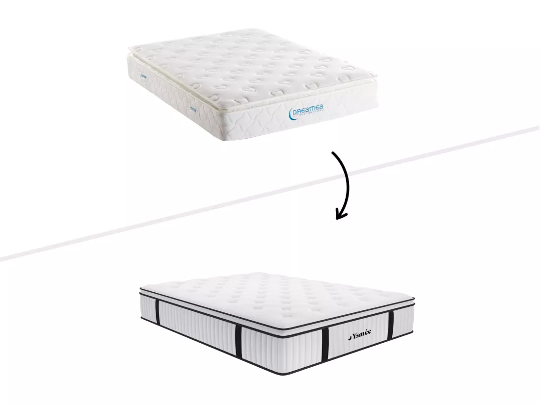 Ensemble 160 x 200 cm sommier coffre blanc + matelas ressorts ensachés surmatelas intégré ép.28cm - AMERICAN DREAM de YSMÉE