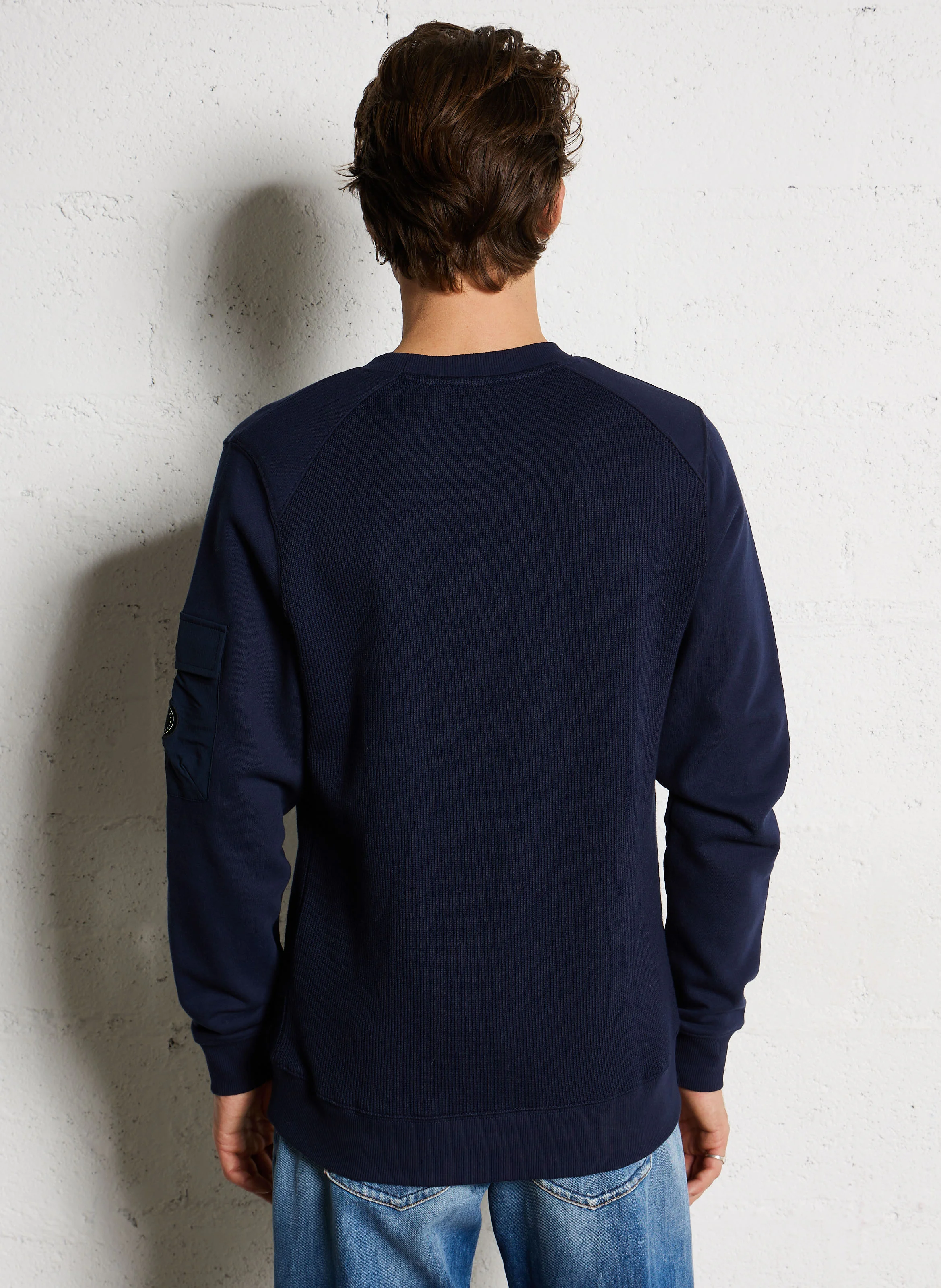 ABISAL - Sweat en maille à col rond en coton mélangé| Noir