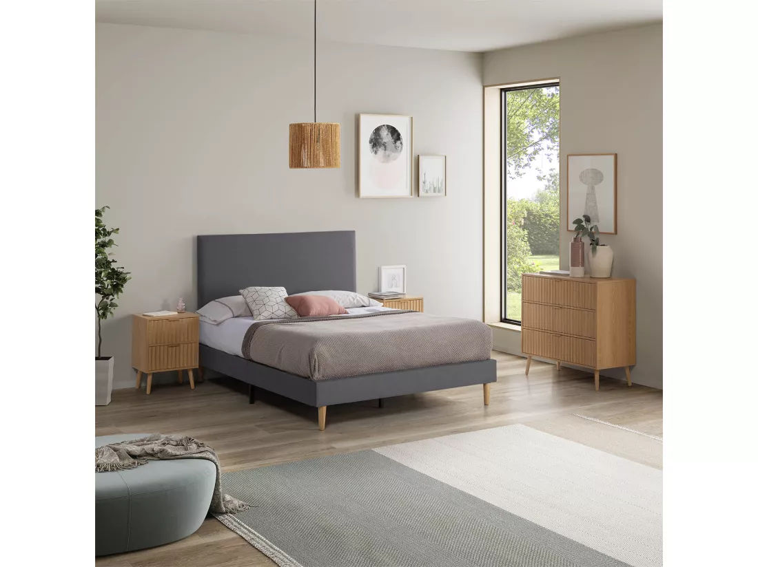 Sommier tapissier Aura 140x200 cm Gris Foncé, Hauteur 30 cm