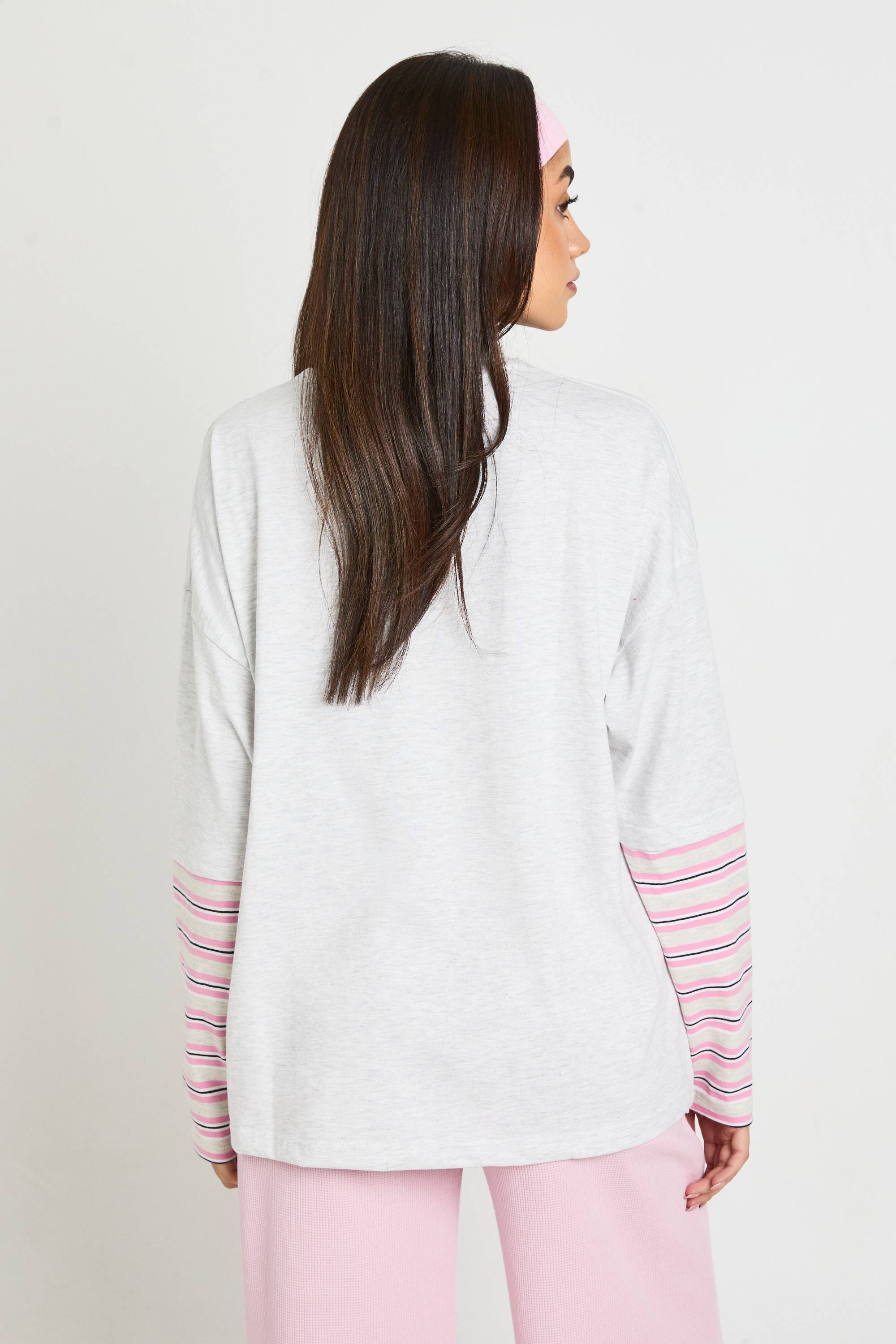 boohoo T-shirt Graphique Surdimensionné À Double Épaisseur Avec Manches Rayées