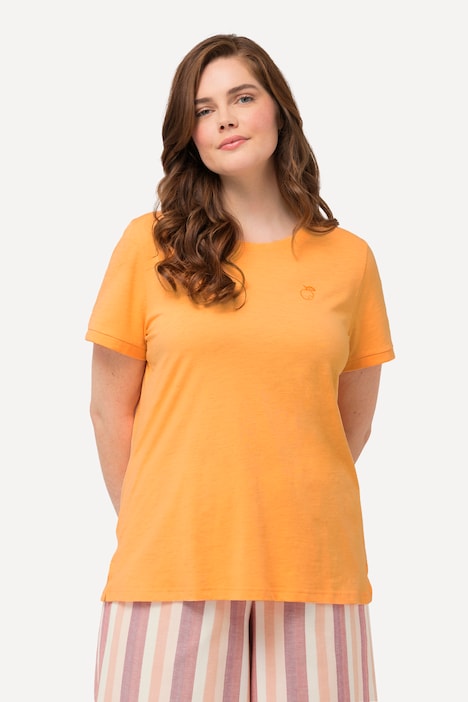 T-Shirt, Pfirsich, Rundhals, Halbarm, Biobaumwolle