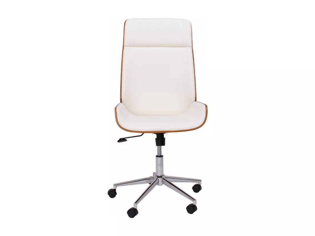 Suède - Fauteuil de bureau 54x109/119x42 cm en contreplaqué et simili cuir blanc