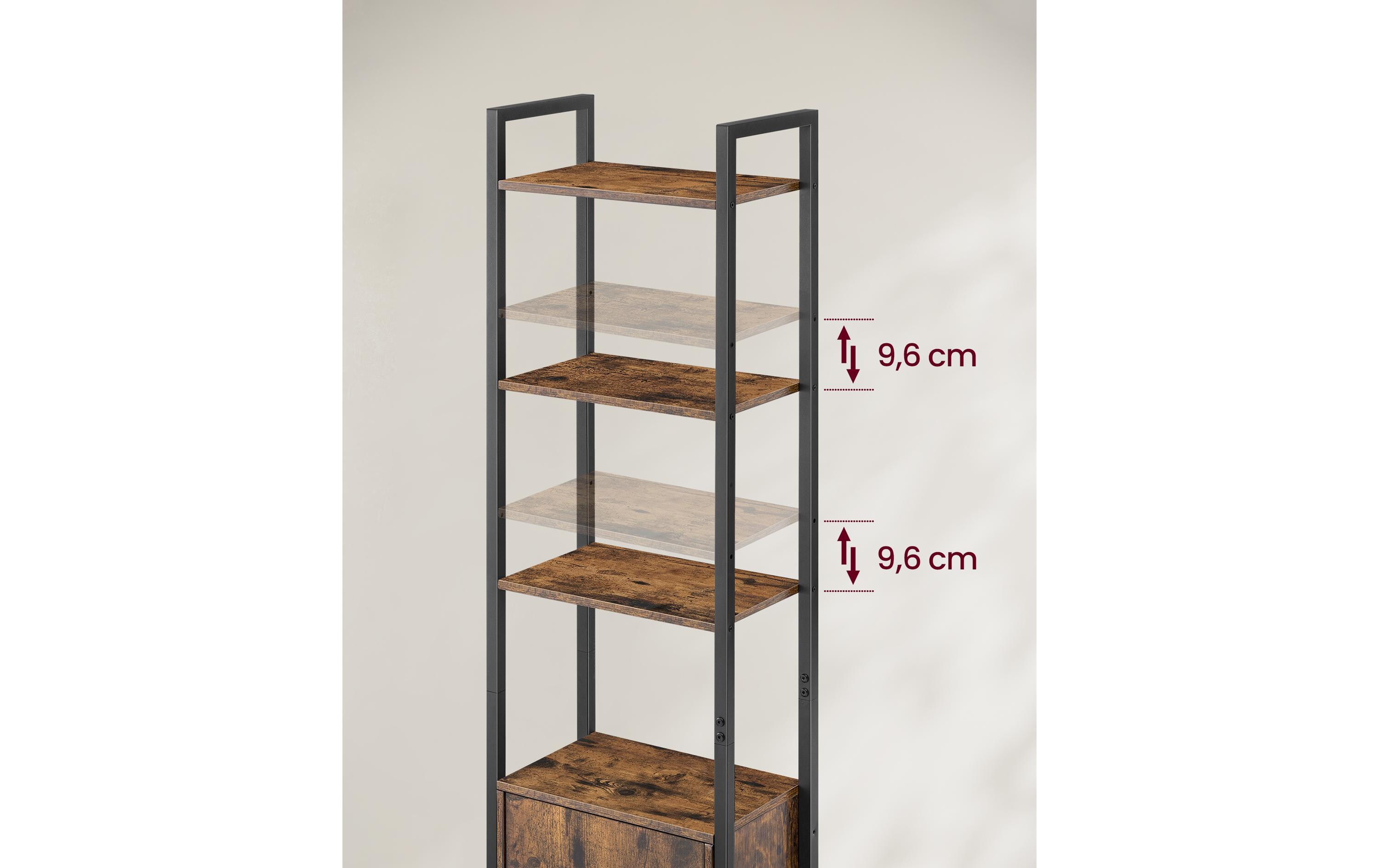 Regal mit 4 Ablagen 40 cm x 159.5 cm, Braun/SchwarzBücherregal