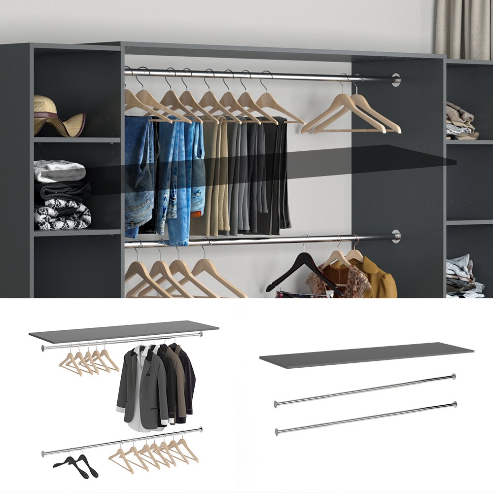Vicco Kleiderstange 2er Set für Kleiderschrank Visit mit Platte Dielenschrank