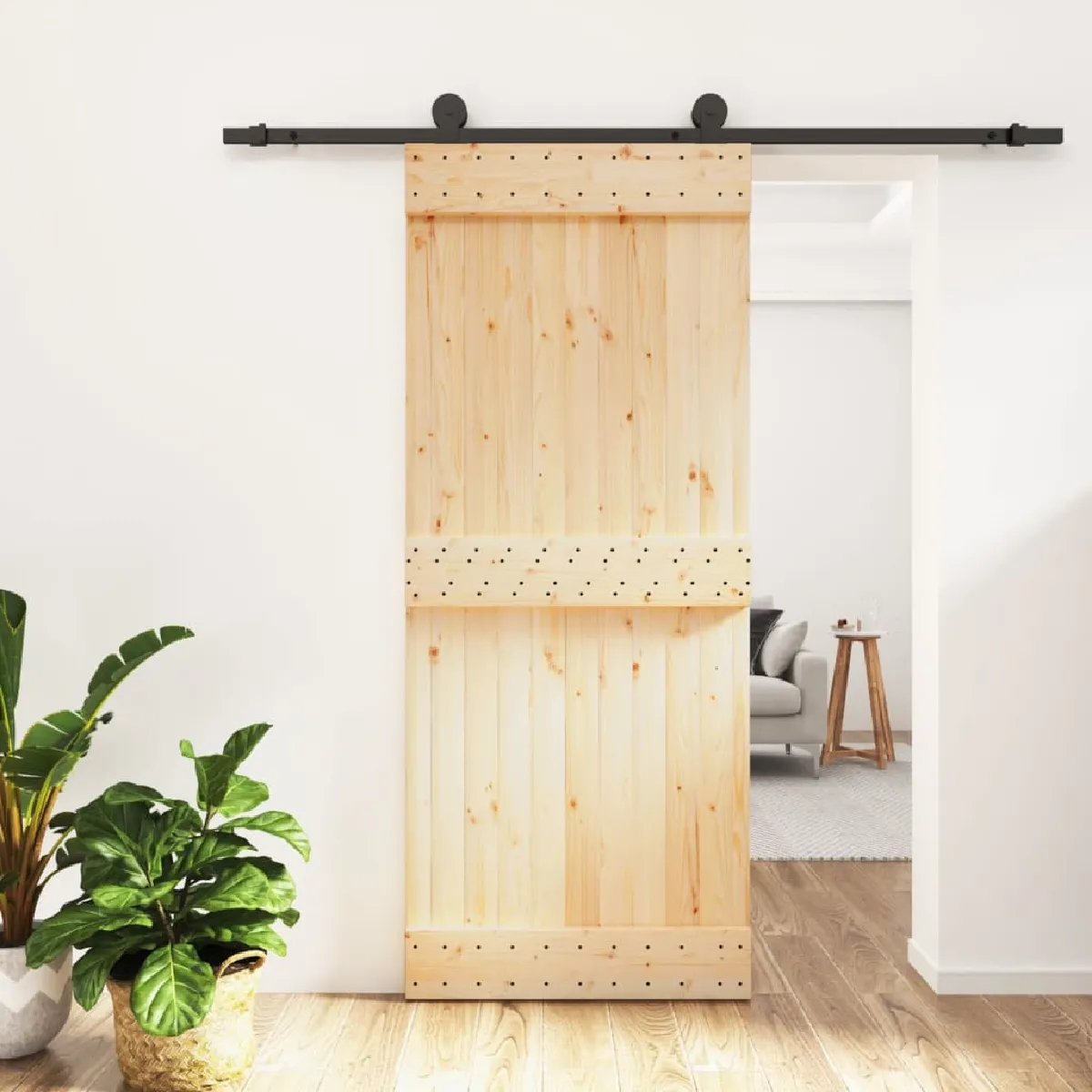 vidaXL Porte coulissante pin massif 85x210 cm
