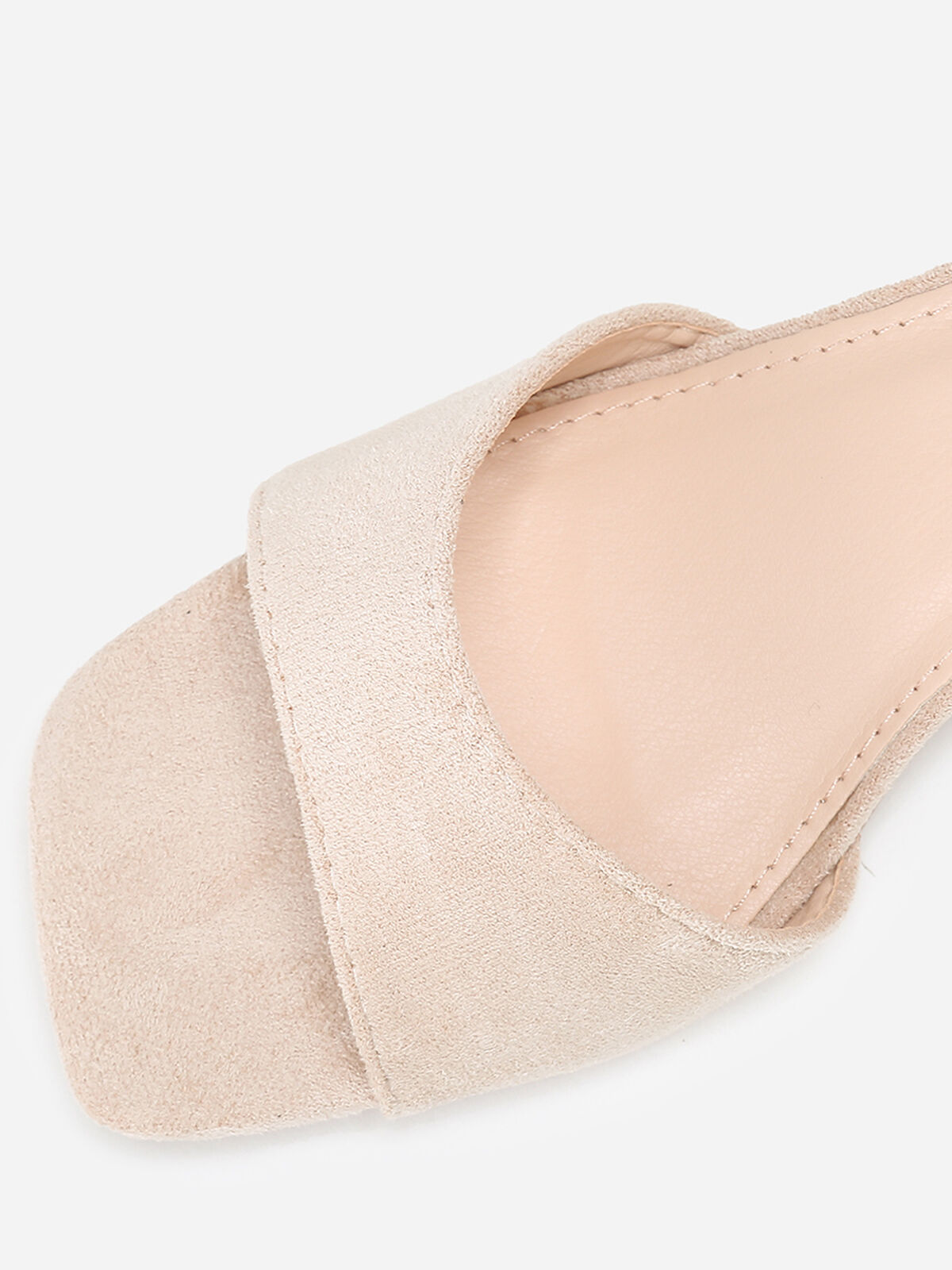 Sandales carrées en suédine- Beige