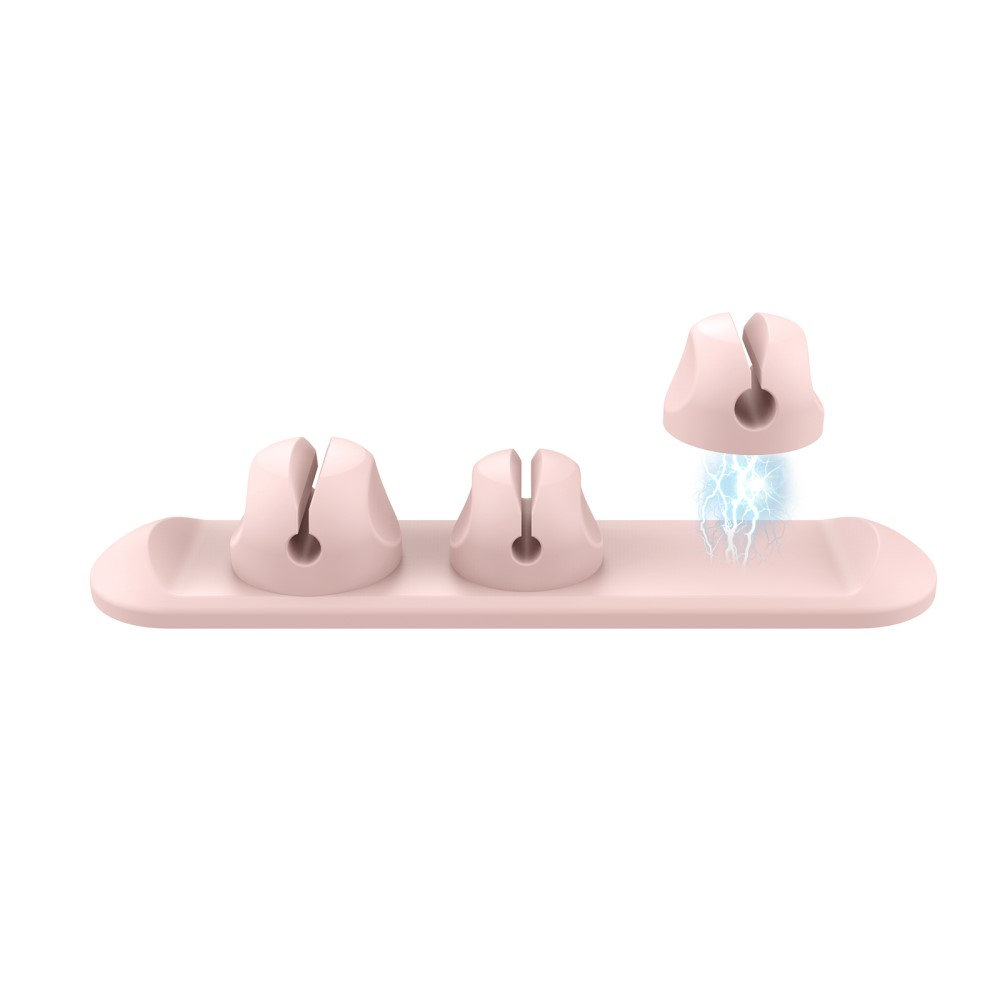 Selbstklebender Kabelhalter Vielzweck Kabelführung Organizer mit 3 Magnetischen Clips - Rosa