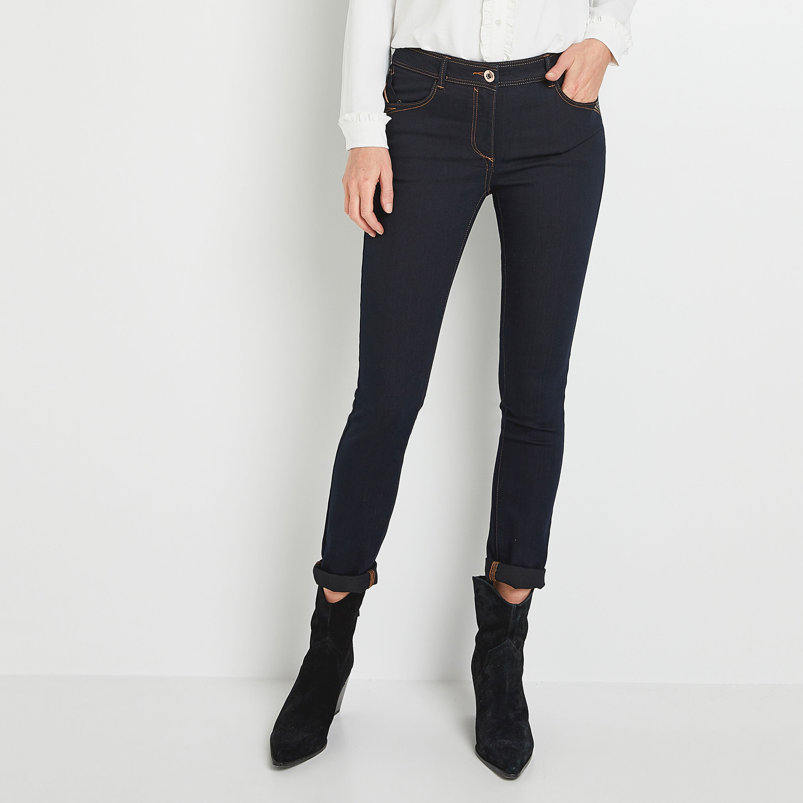 Jean slim TOKYO raccourci femme - BLUE BLACK