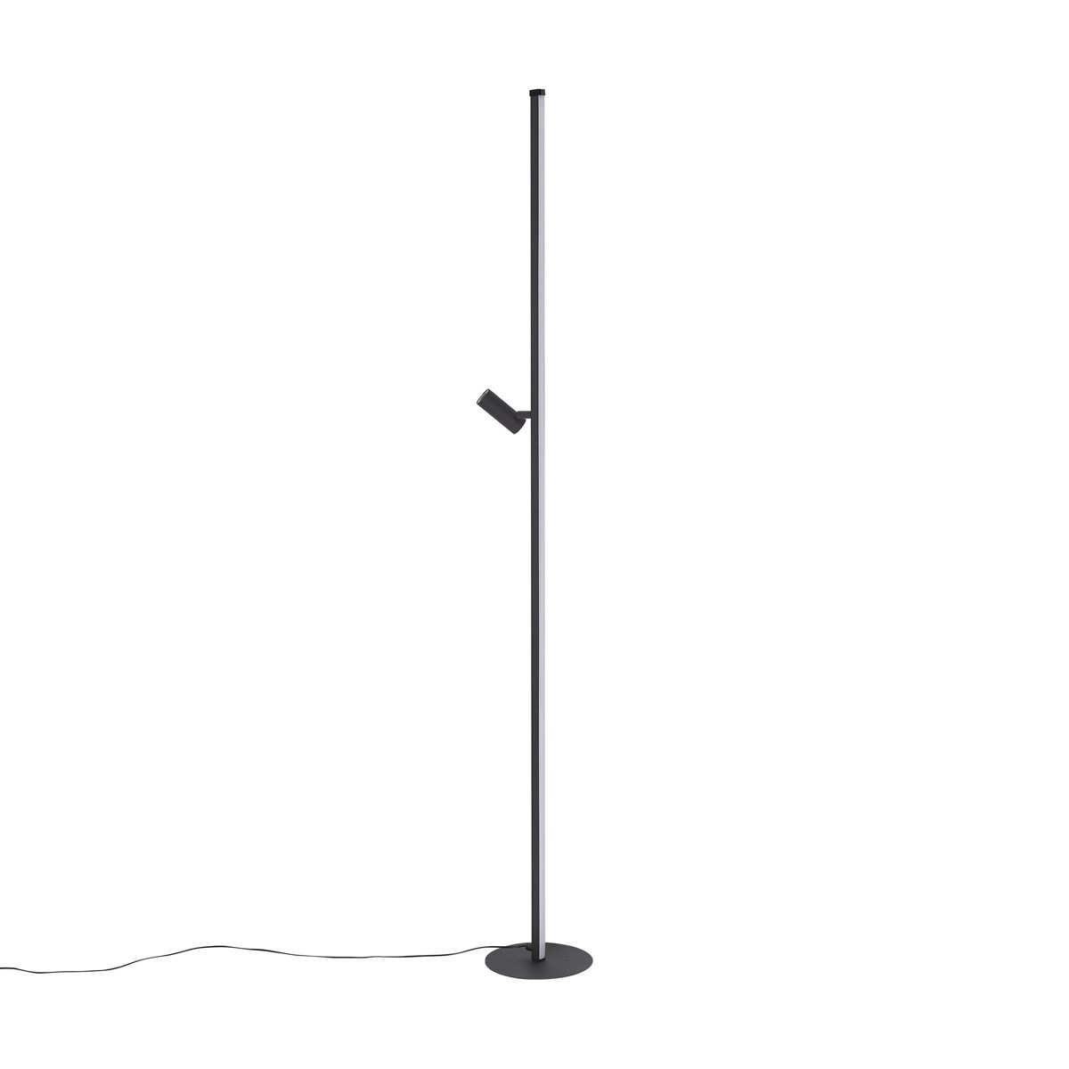 Design vloerlamp zwart met leeslamp incl. LED met touch dimmer - Throttle
