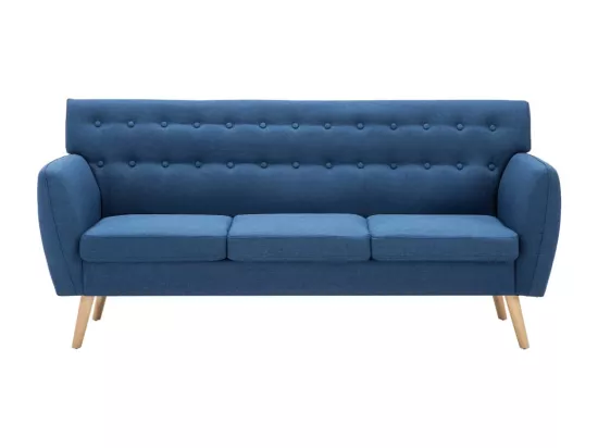 NETTLIFE Canapé à 3 places revêtement en tissu 172x70x82 cm bleu