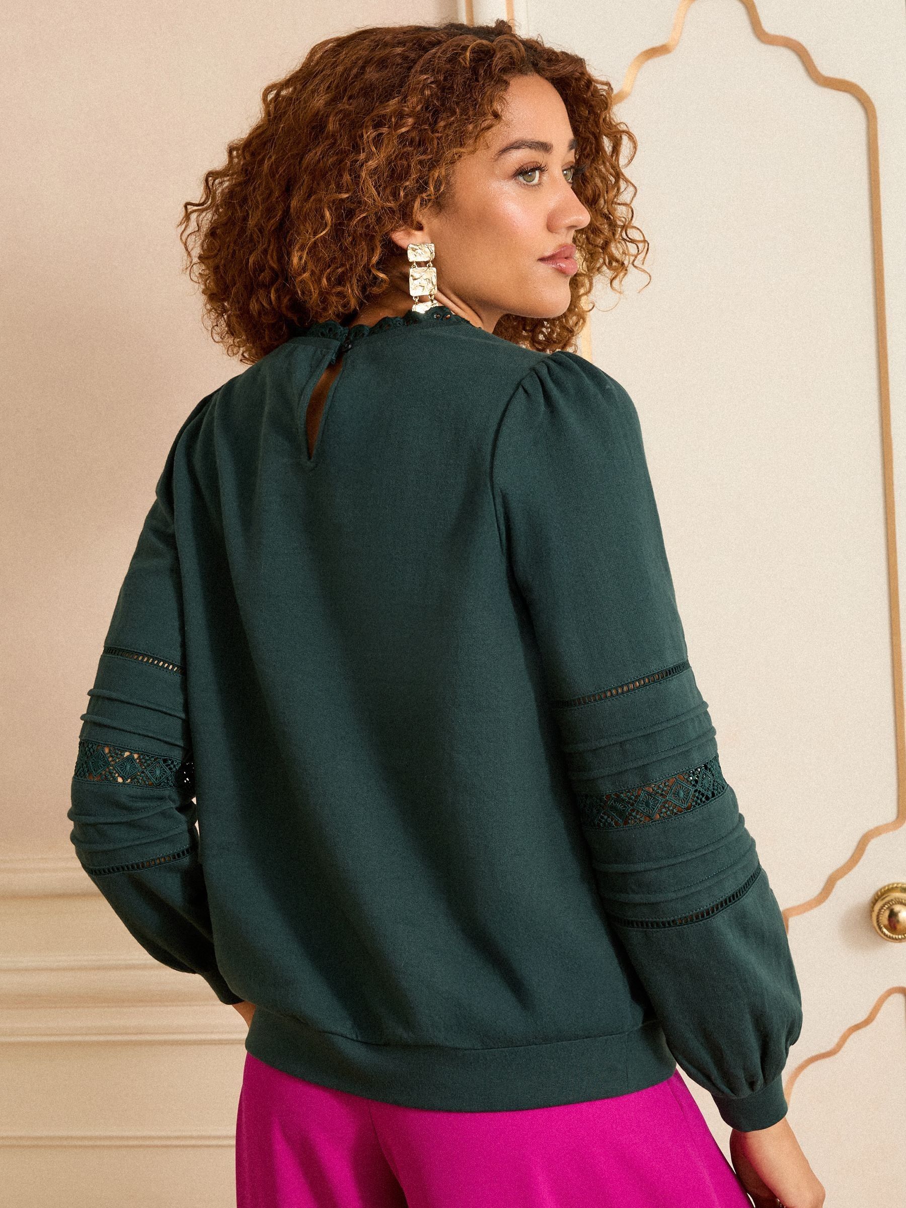 Groen - Love & Roses - Jersey sweatshirt met ronde hals