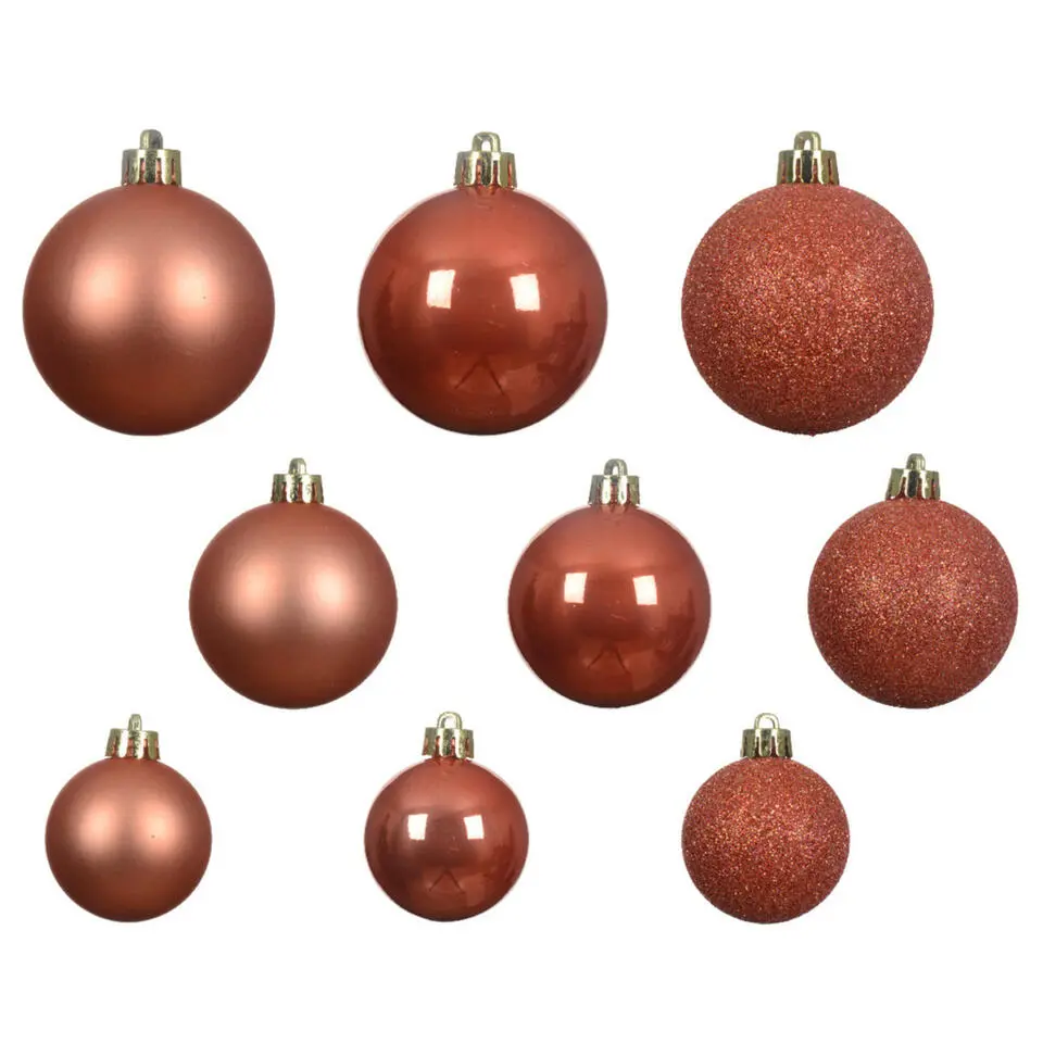 Decoris kerstballen - 30x st - 4, 5 en 6 cm - pompoen oranje