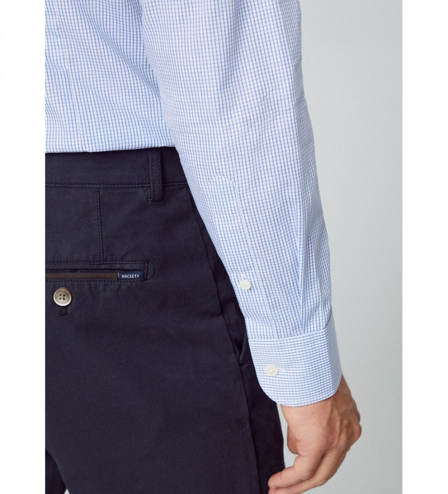 Camisa Hackett Azul com Estampa Xadrez