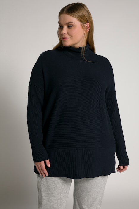 Bellieva-Pullover, Stehkragen, Druckknöpfe, Langarm, GOTS