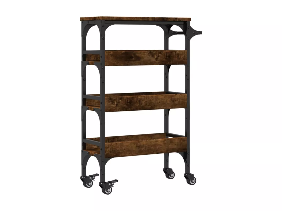 Chariot de cuisine chêne fumé 53x20x76 cm bois d'ingénierie