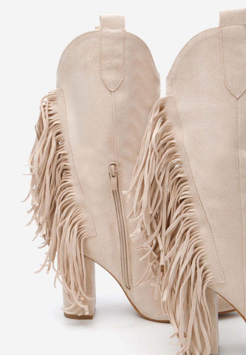 Bottes cowboy femme beige Aurina