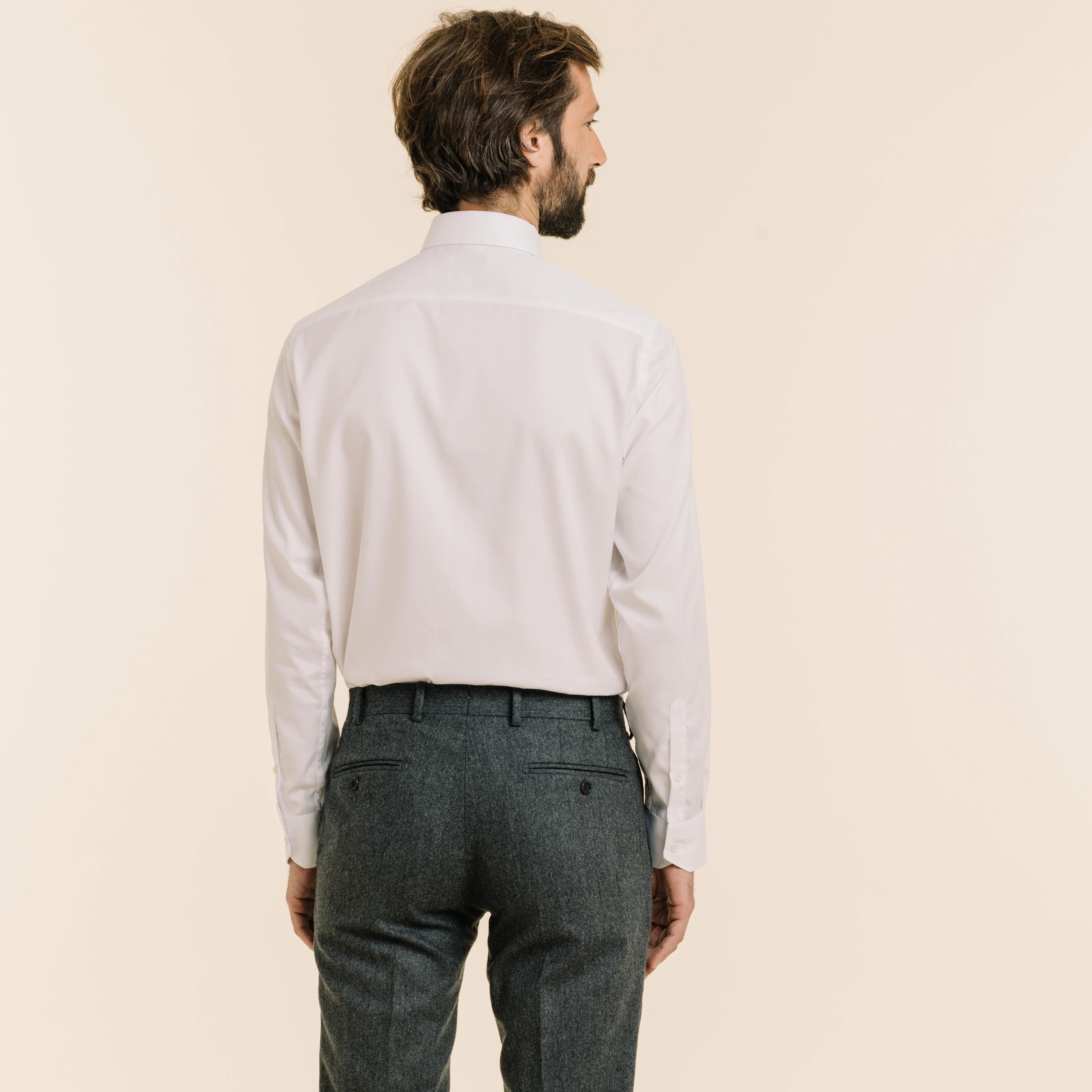 Premium white double-twisted pinpoint shirt