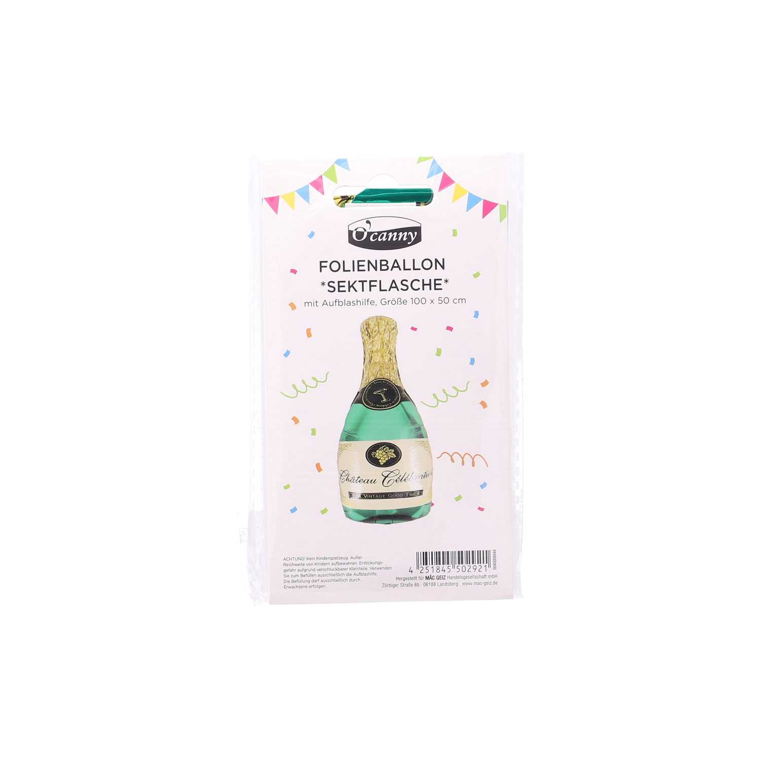 O'Canny Folienballon Sektflasche 100 x 50 cm