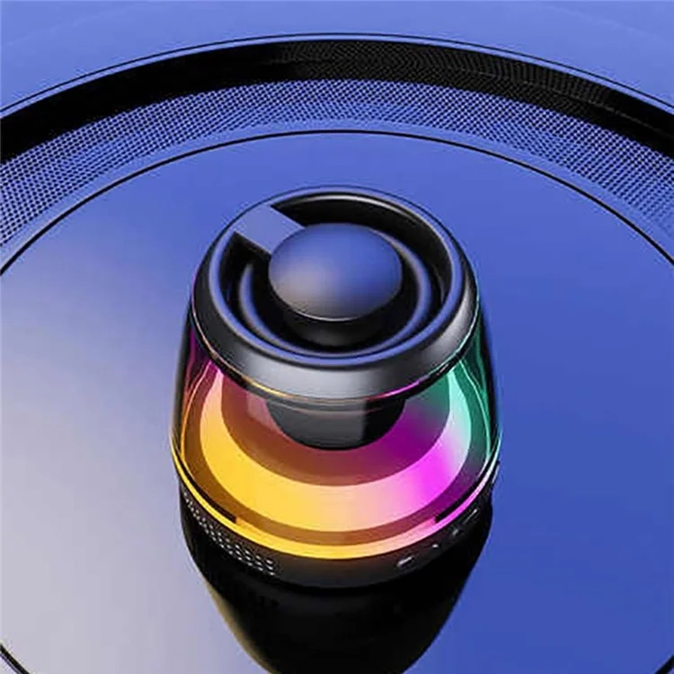 Portabler Magnetischer Wireless Bluetooth 5.3 Mini Lautsprecher mit RGB Beleuchtung / Handy Halterung - Schwarz